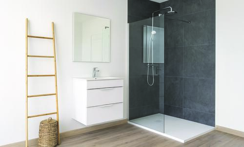 Receveur de douche extra?plat NARA 80x140 - Résine ardoise blanc - Découpable - bonde incluse